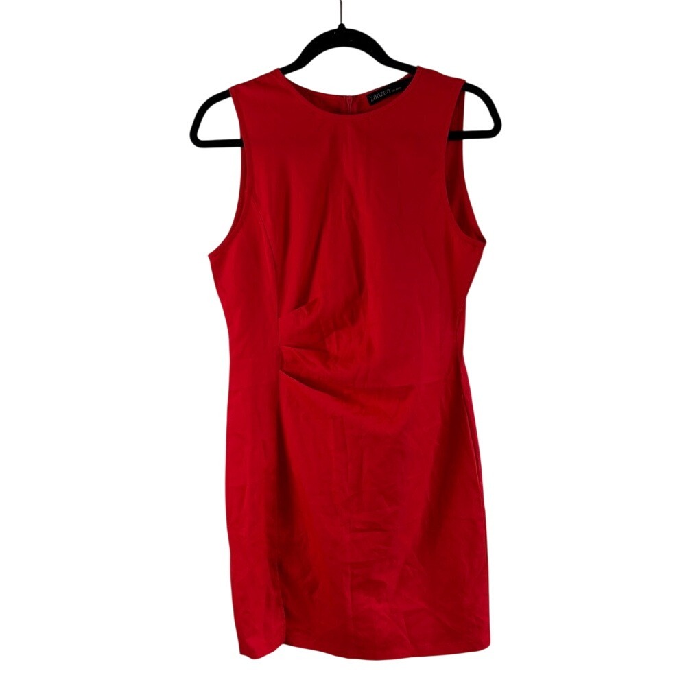 NEW Zanzea Bold Red Sleeveless Mini Dress M Ruched Office Siren Consign